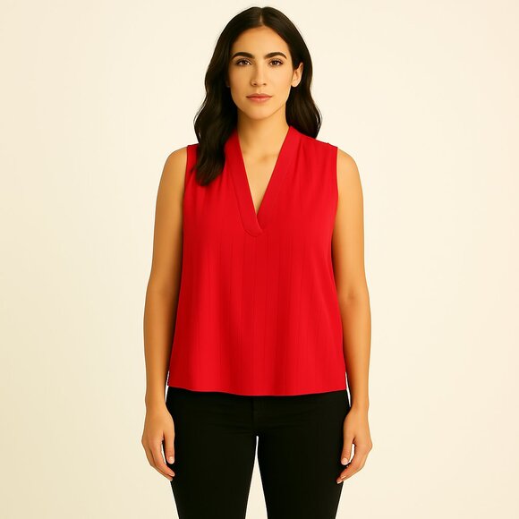 Next coral sleeveless V neck blouse Sz 18 - Picture 1 of 7